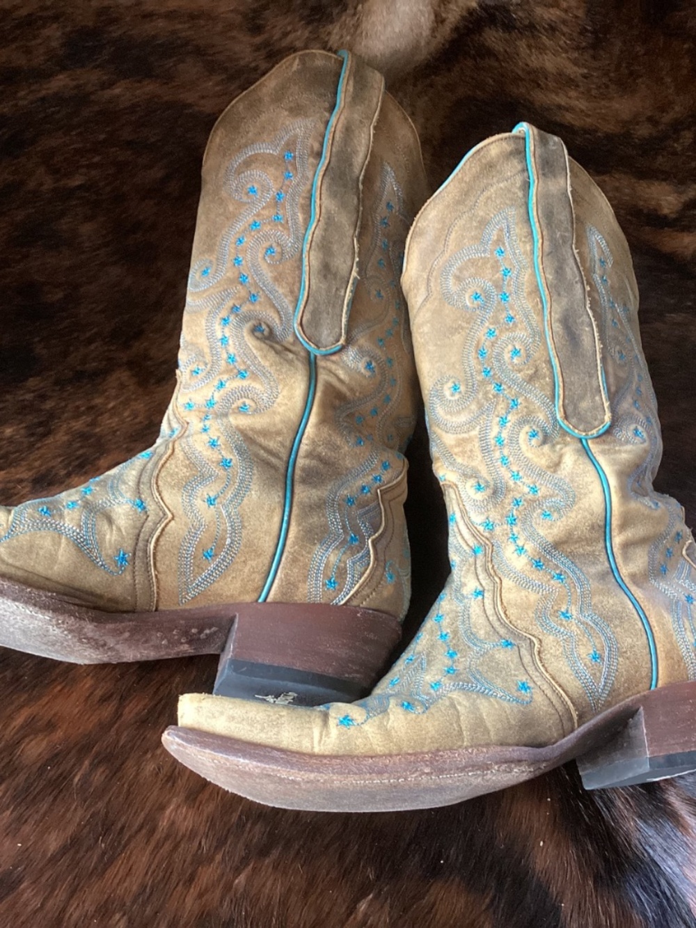 Old Gringo Outstanding Unique Small Blue Star Detailed Distressed Cowgirl Boots - Picture 13 of 16